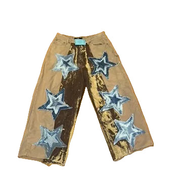 Tan Patchwork Jeans - reworked