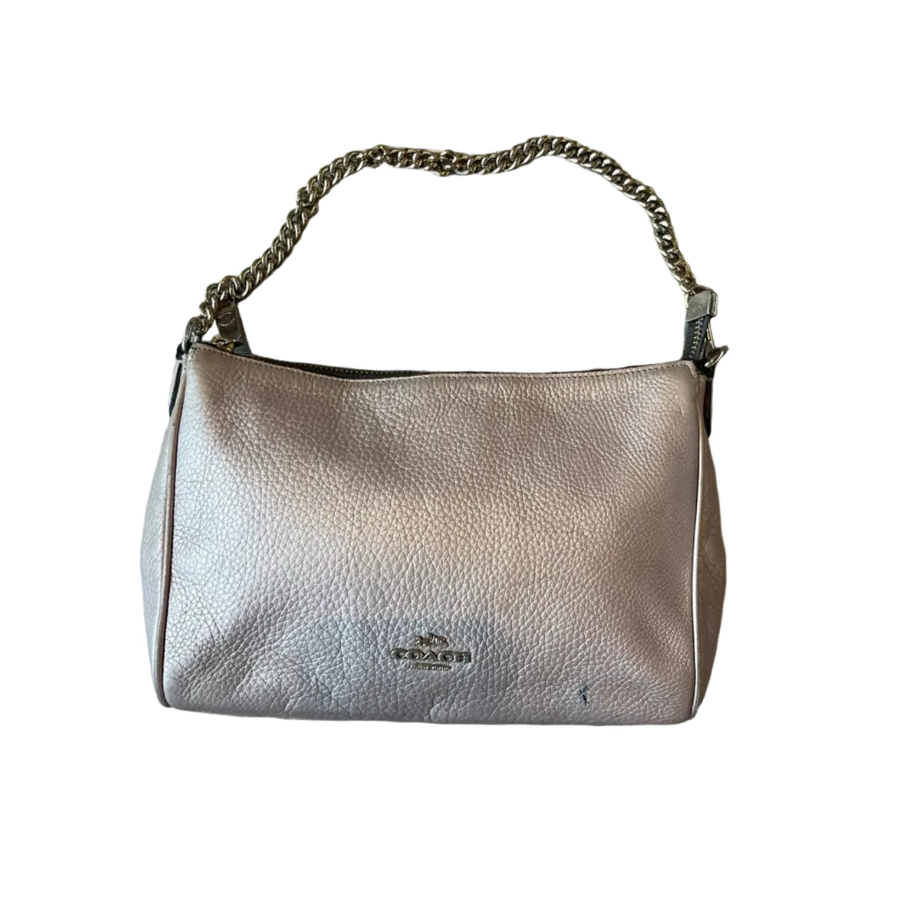 COACH CARRIE SHOULDER BAG – METALLIC BLUSH / CHAMPAGNE LEATHER