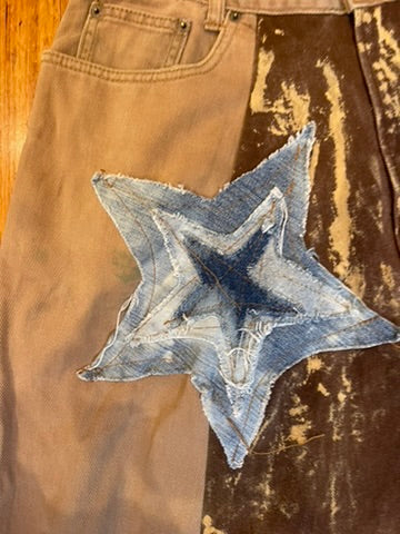 Tan Patchwork Jeans - reworked