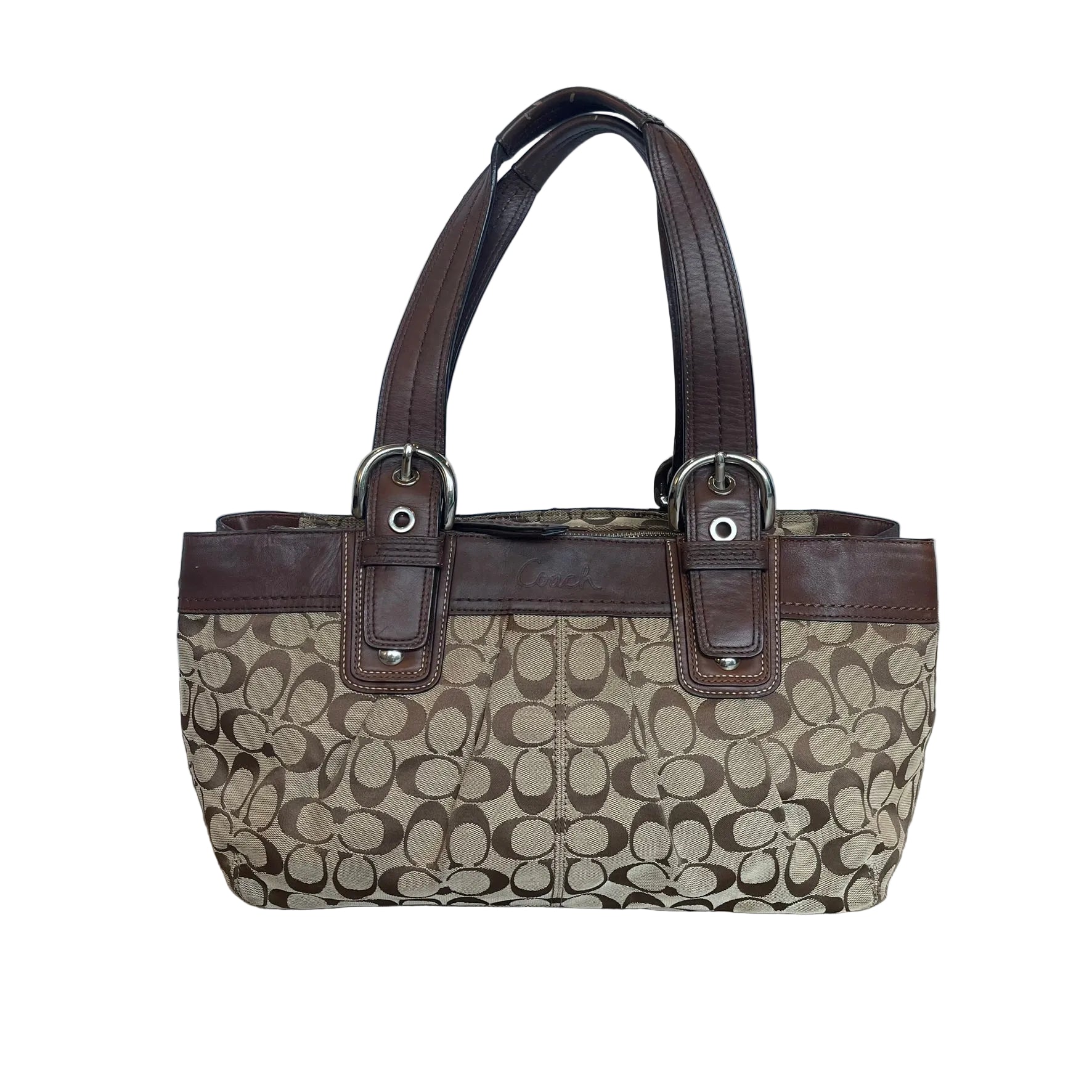 Coach Vintage Soho Signature Monogram Canvas & Leather Tote Bag Y2K