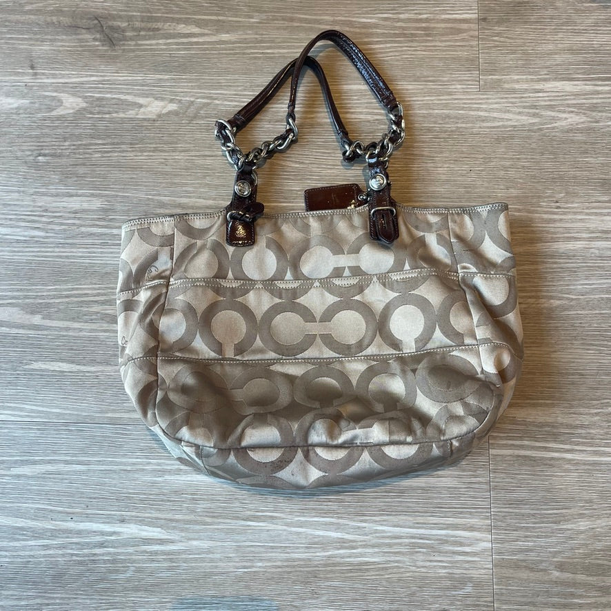 Authentic Coach Madison Tribeca Op Art sateen tote