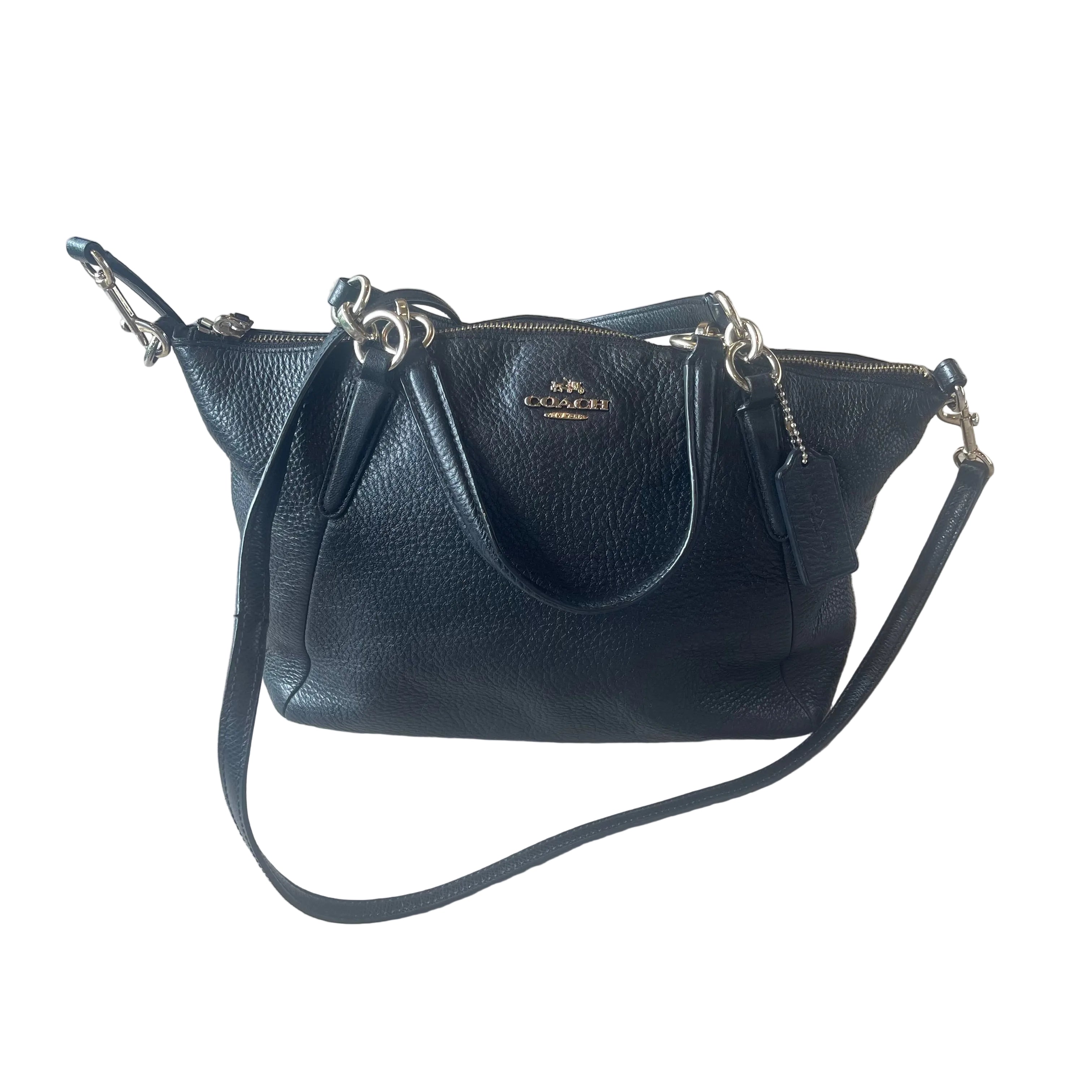 1/2 Coach Small Kelsey Satchel in Black Pebbled Leather (F36675) - 2015