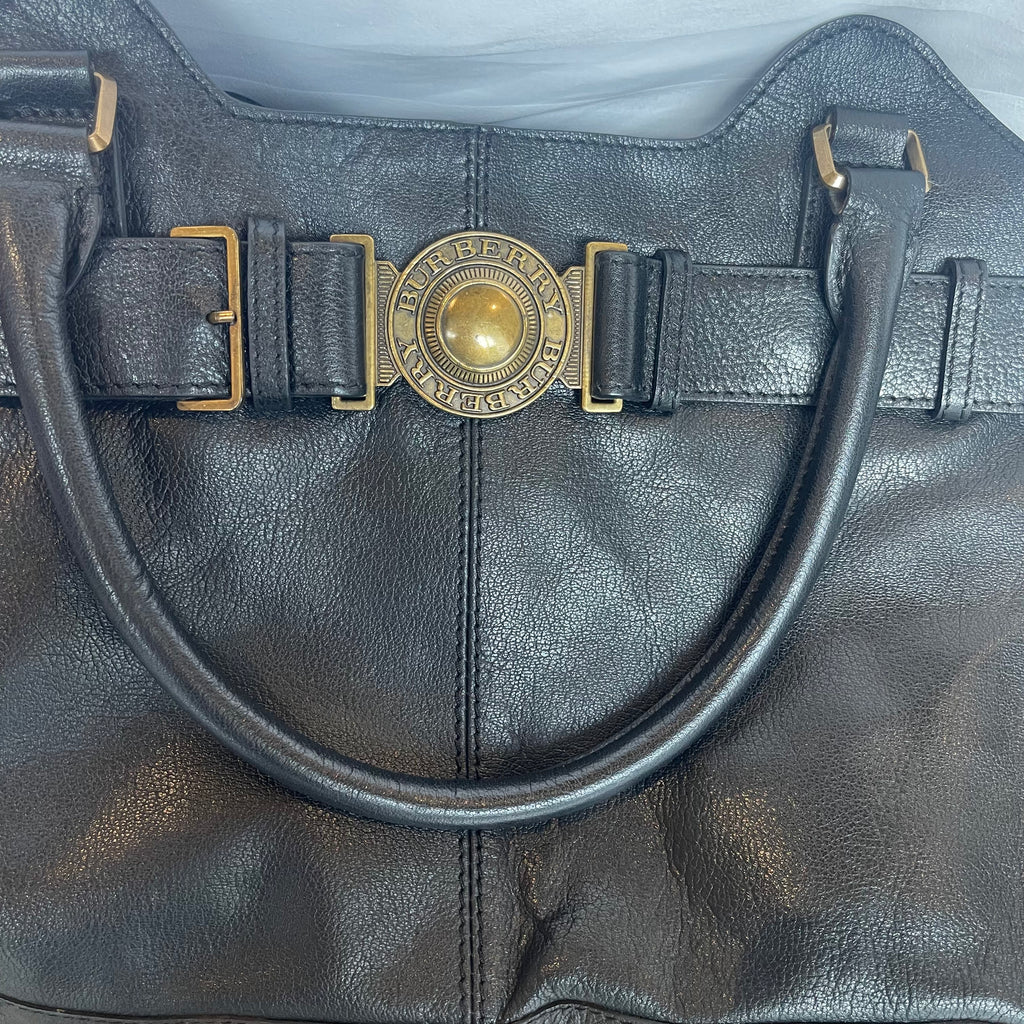 Authentic Burberry Lambert Belted Buffalo Leather Hobo Bag – Black 2008-11