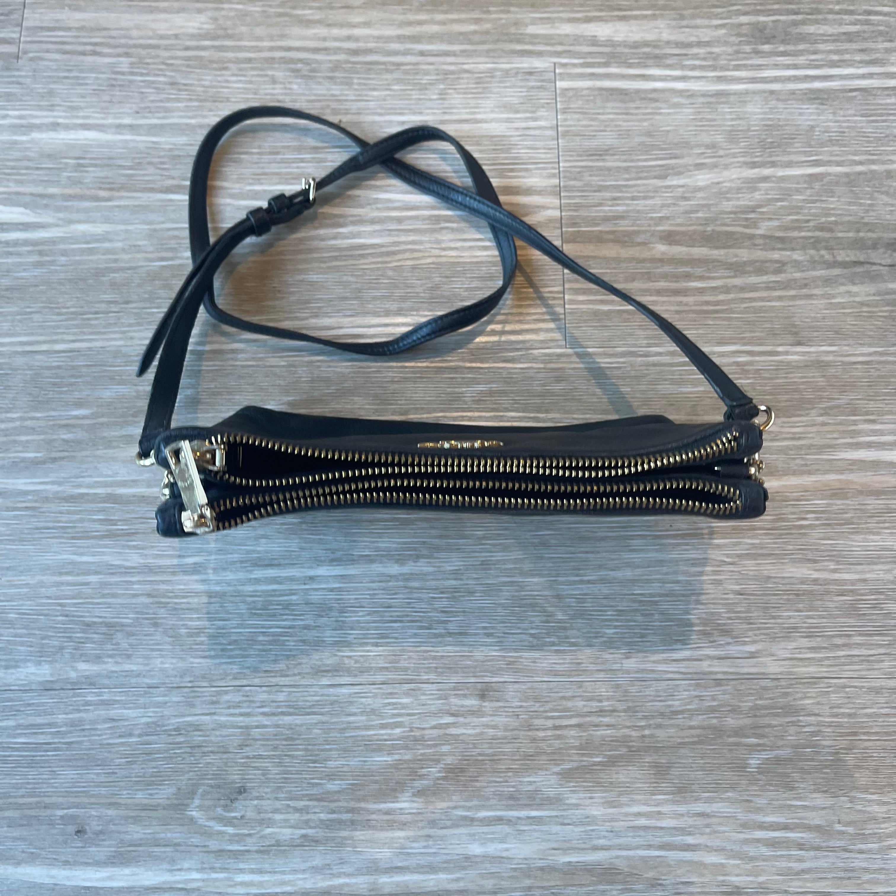 Coach Lyla Double Zip Crossbody Bag in Black Pebbled Leather (F38277)