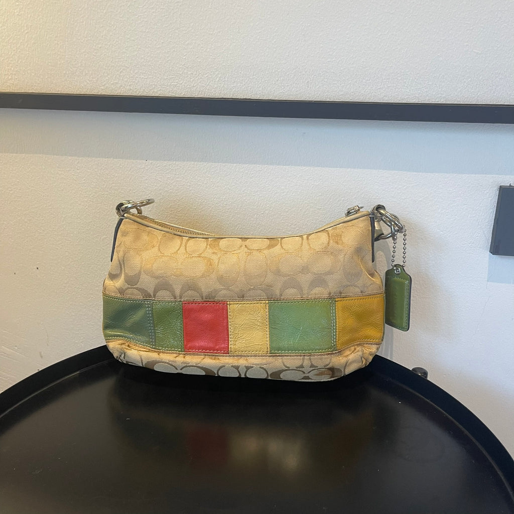 vintage Coach Y2K Signature Rainbow Stripe shoulder bag