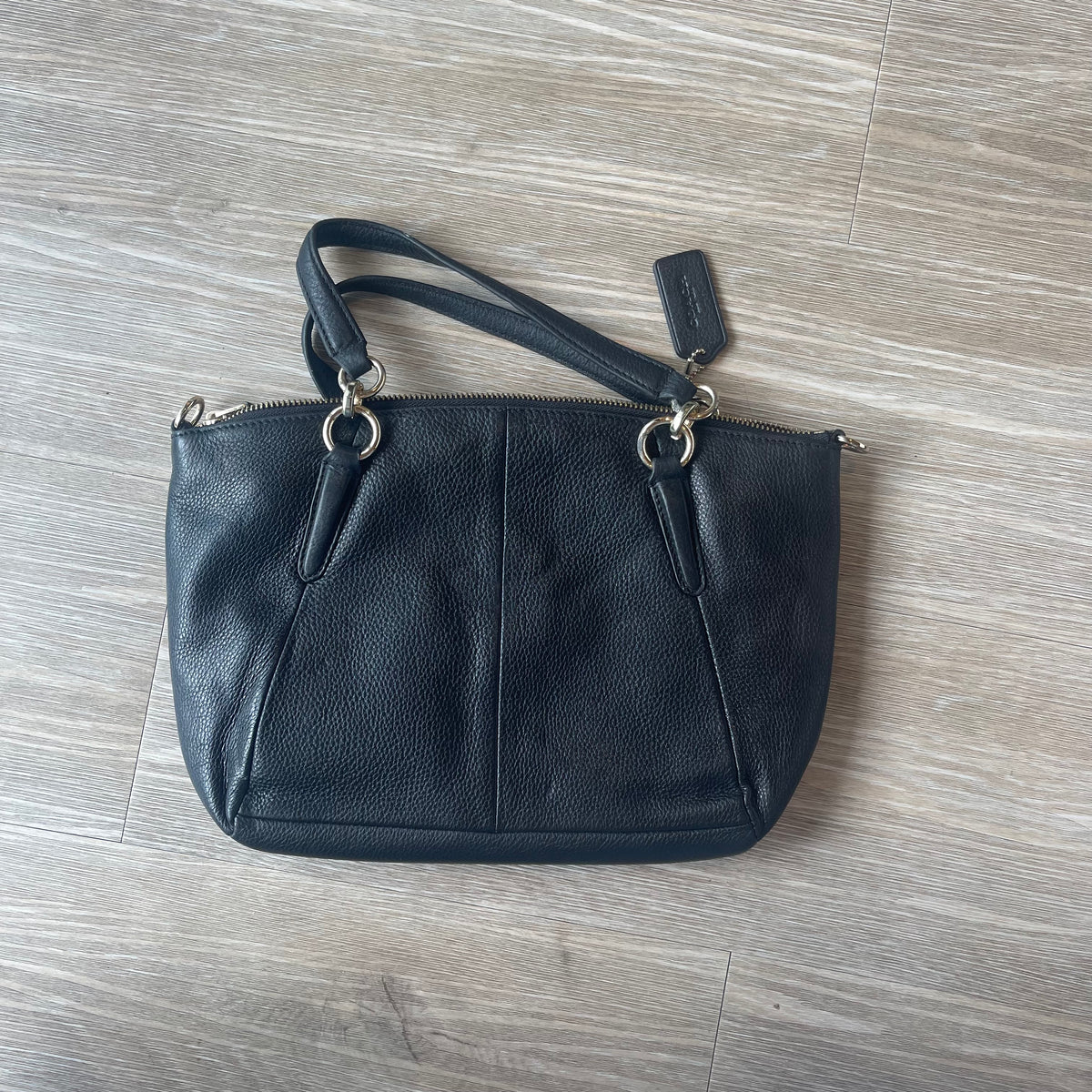2/2 Coach Small Kelsey Satchel in Black Pebbled Leather (F36675) - 2015 fair