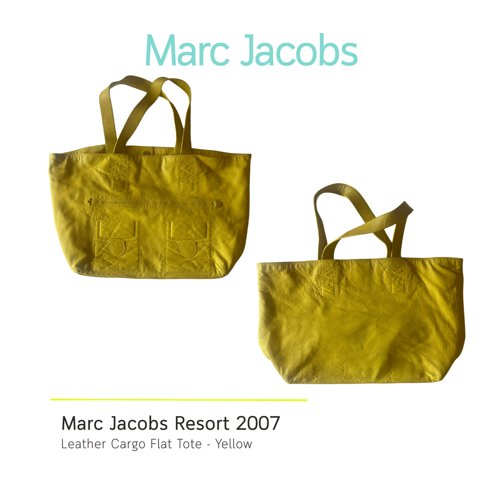 Authentic RARE Archival Marc Jacobs Resort 2007 Leather Cargo "Flat Tote" Bag – Vibrant Yellow