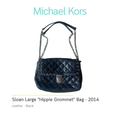Authentic Michael Kors Sloan Large Quilted Leather "Hippie Grommet" Shoulder Bag – Black