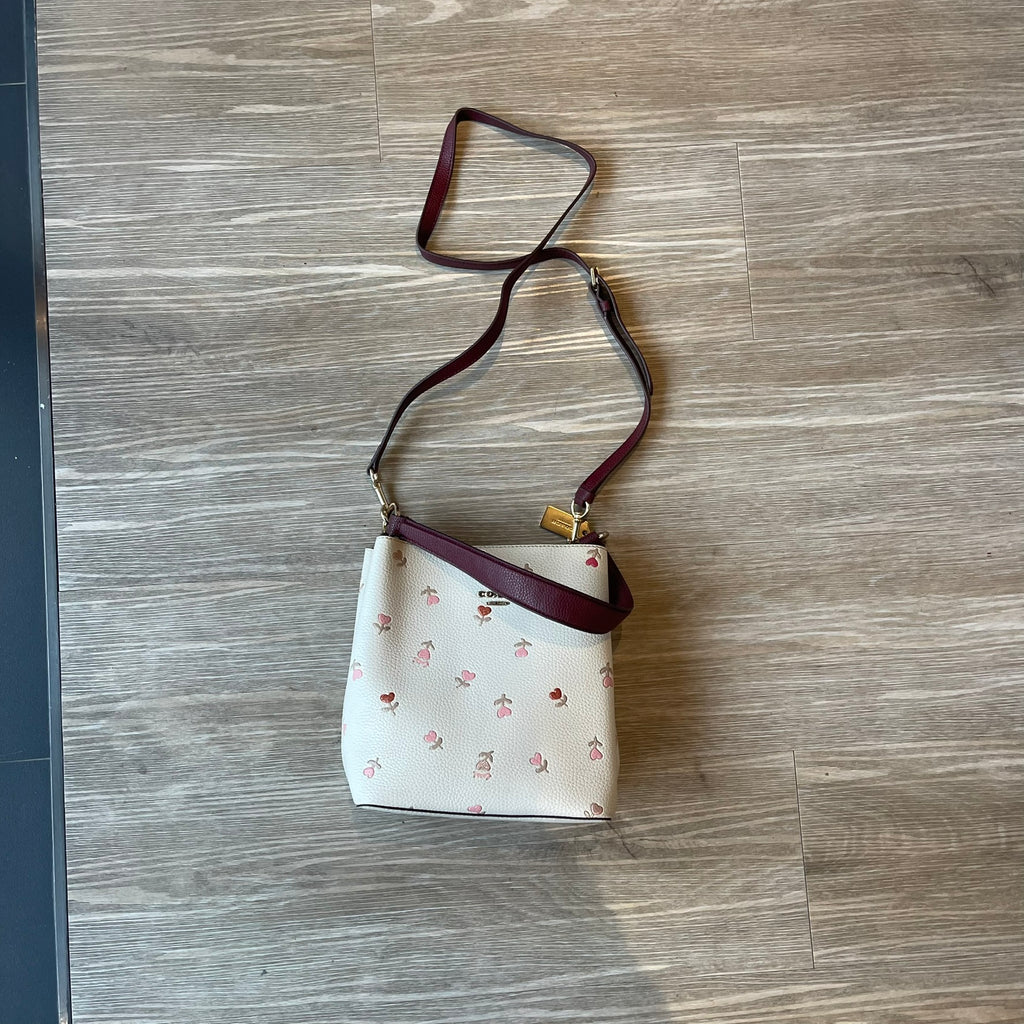 Authentic Coach Small Town Bucket Bag with Heart Petal/Floral Print