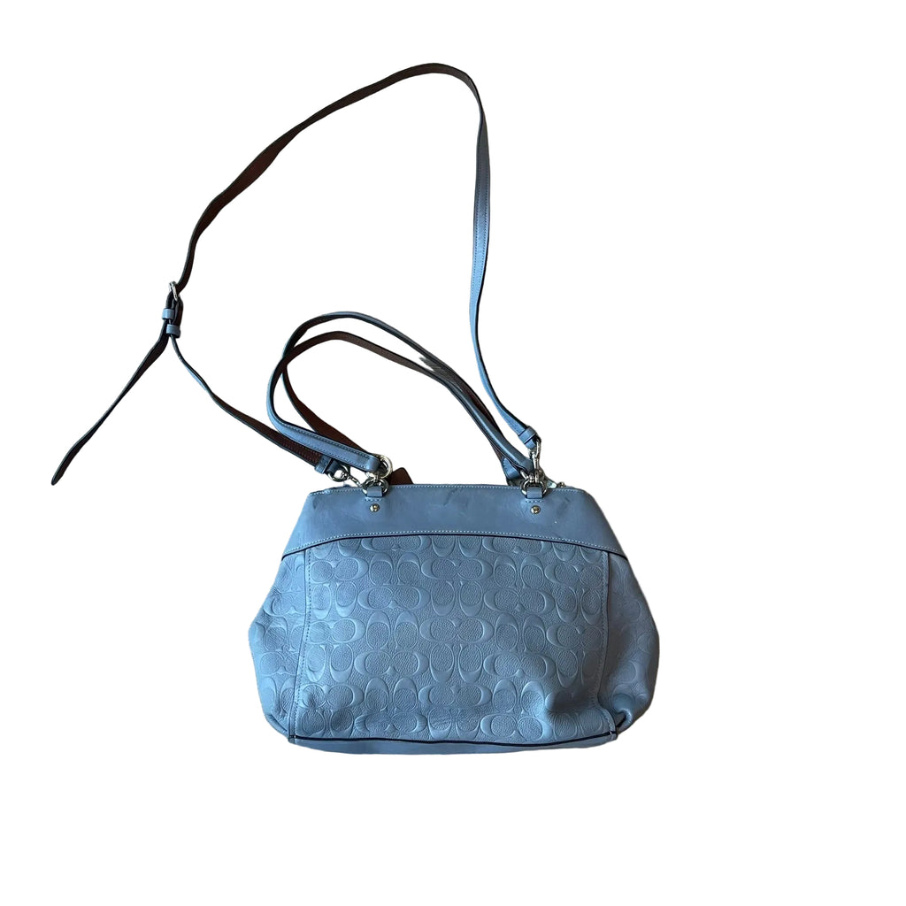 COACH Brooke Carryall Signature Embossed Leather Satchel Blue Grey F25952