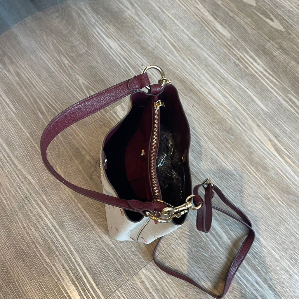Authentic Coach Small Town Bucket Bag with Heart Petal/Floral Print