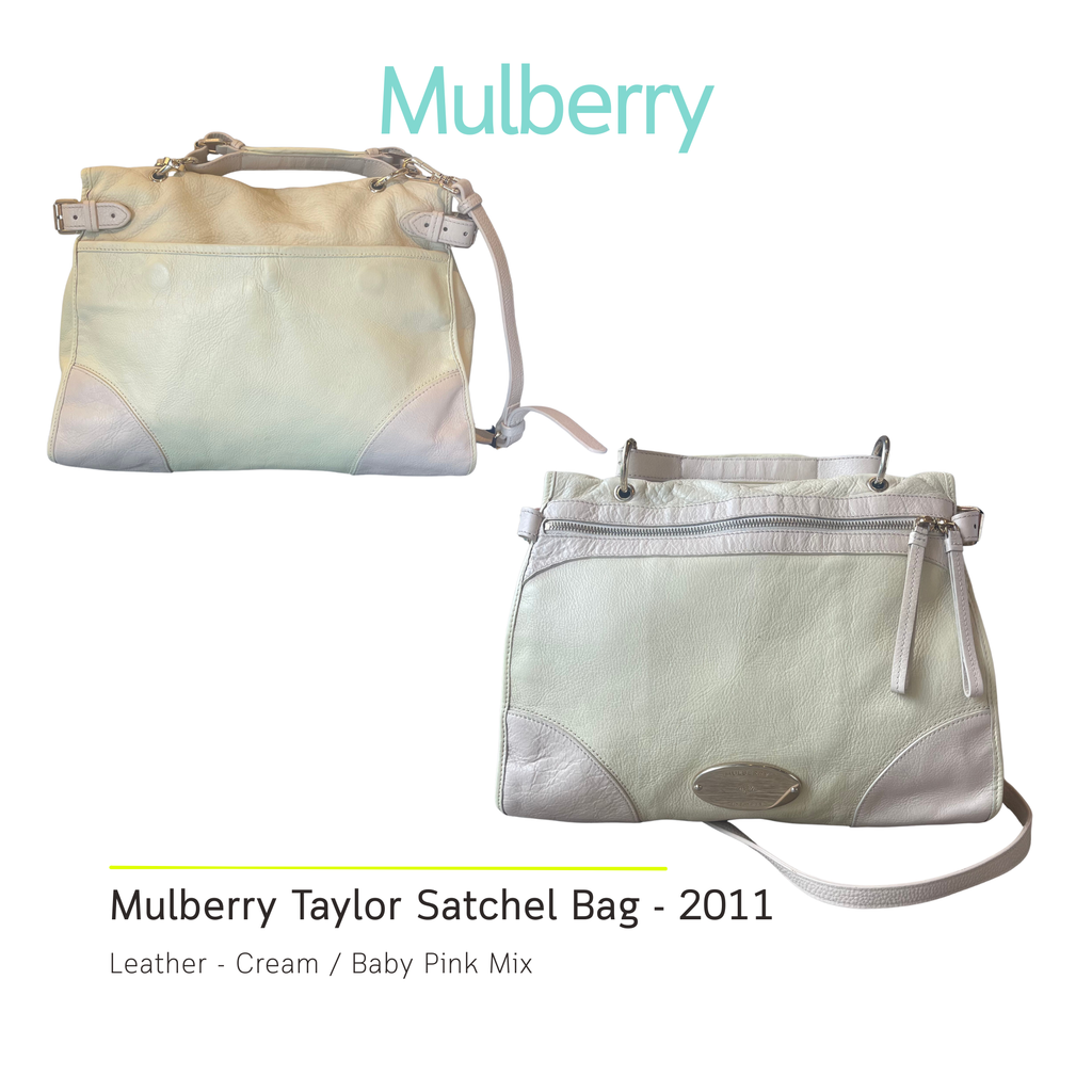 Authentic Mulberry Taylor Leather Satchel Bag – Cream / Baby Pink Mix