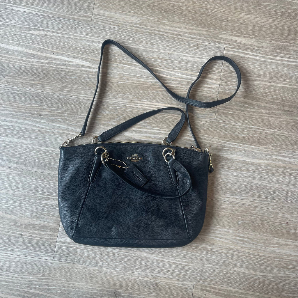 2/2 Coach Small Kelsey Satchel in Black Pebbled Leather (F36675) - 2015 fair