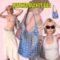 Lilac Leather Studded Bucket Bag