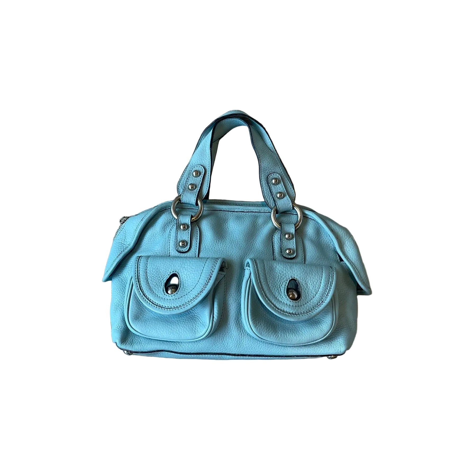 MARC JACOBS style VENETIA Satchel Mint Seafoam Green Leather Silver Hdwr Handbag