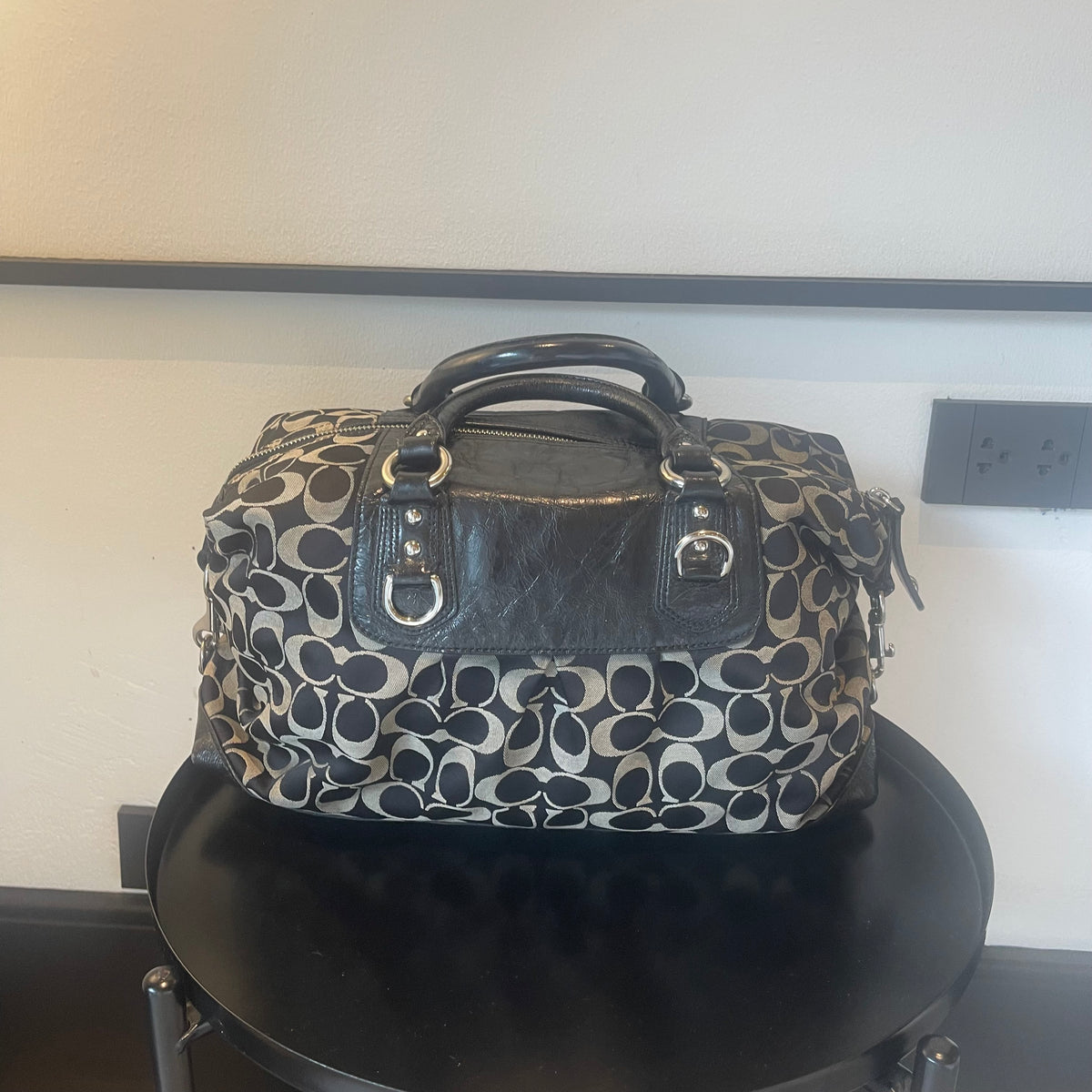 Authentic Coach Ashley Signature Sateen Large Satchel Bag - Black/Grey F15440 2011