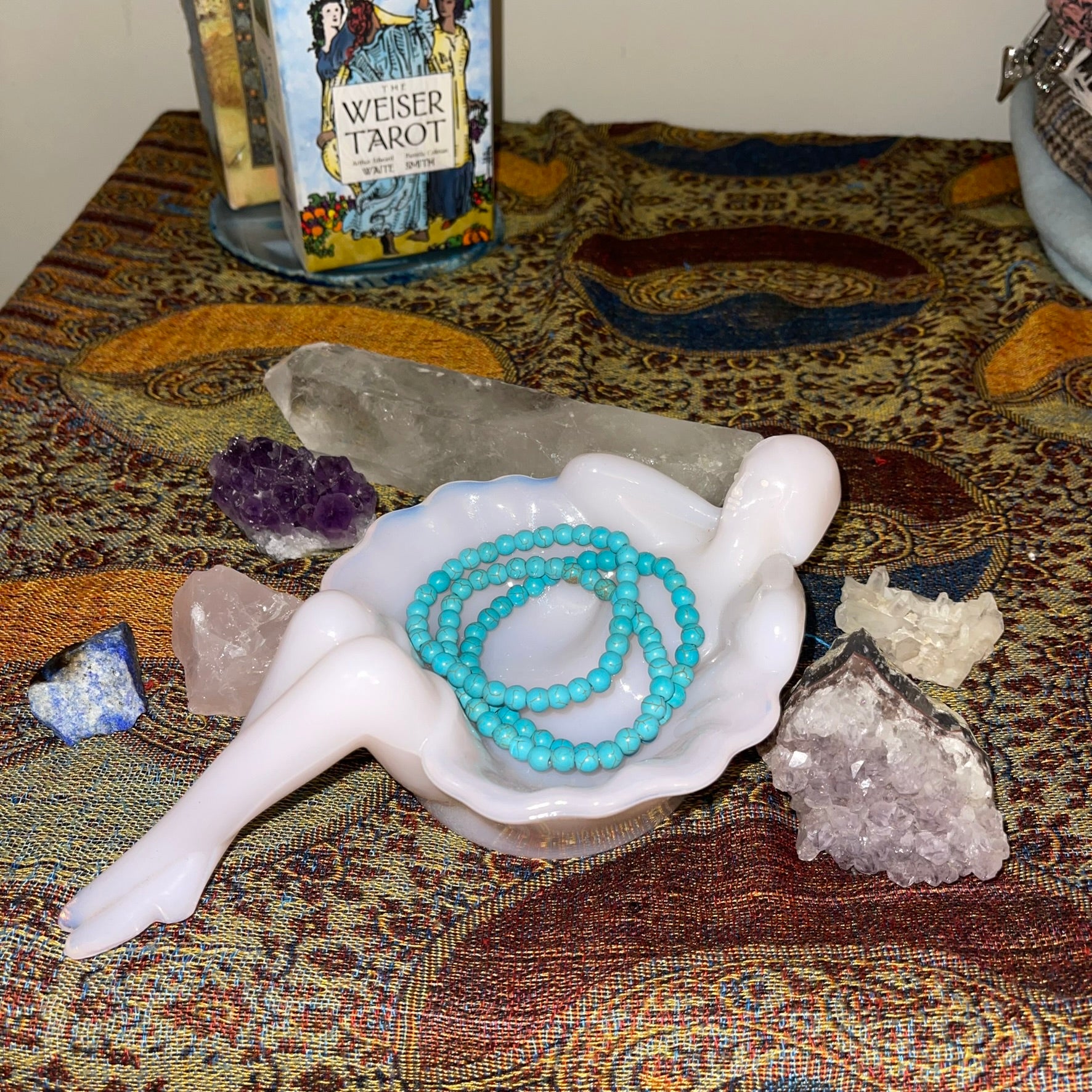 Boho Turquoise Crystal Gemstone Bracelet - Unisex Protection Talisman