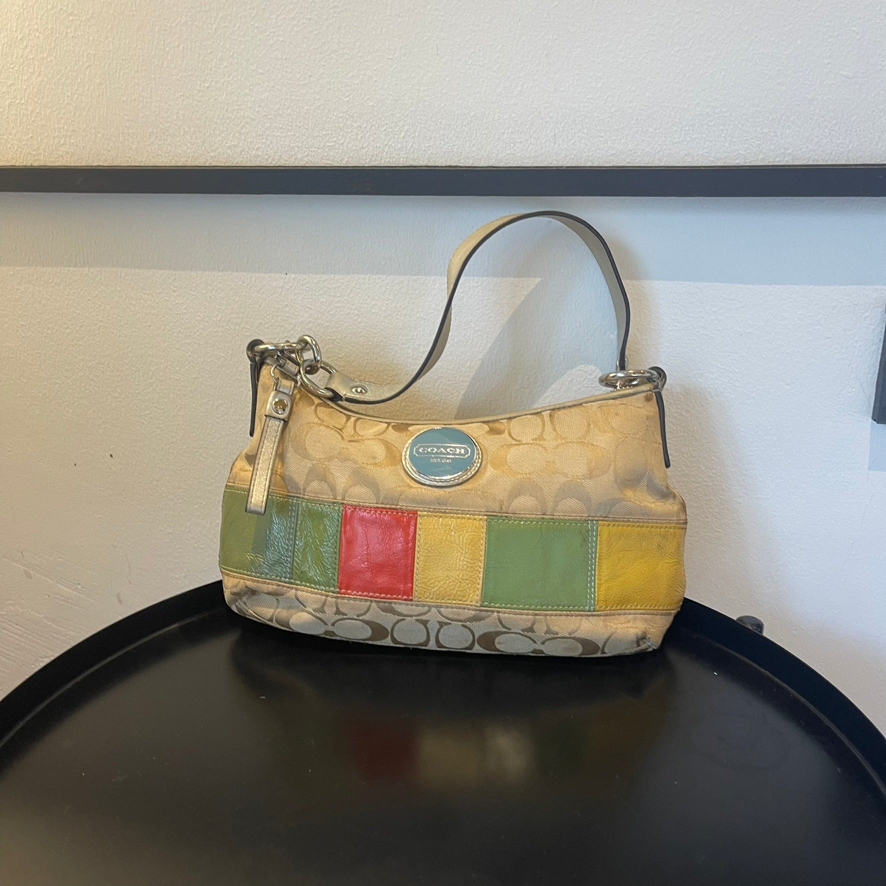 vintage Coach Y2K Signature Rainbow Stripe shoulder bag