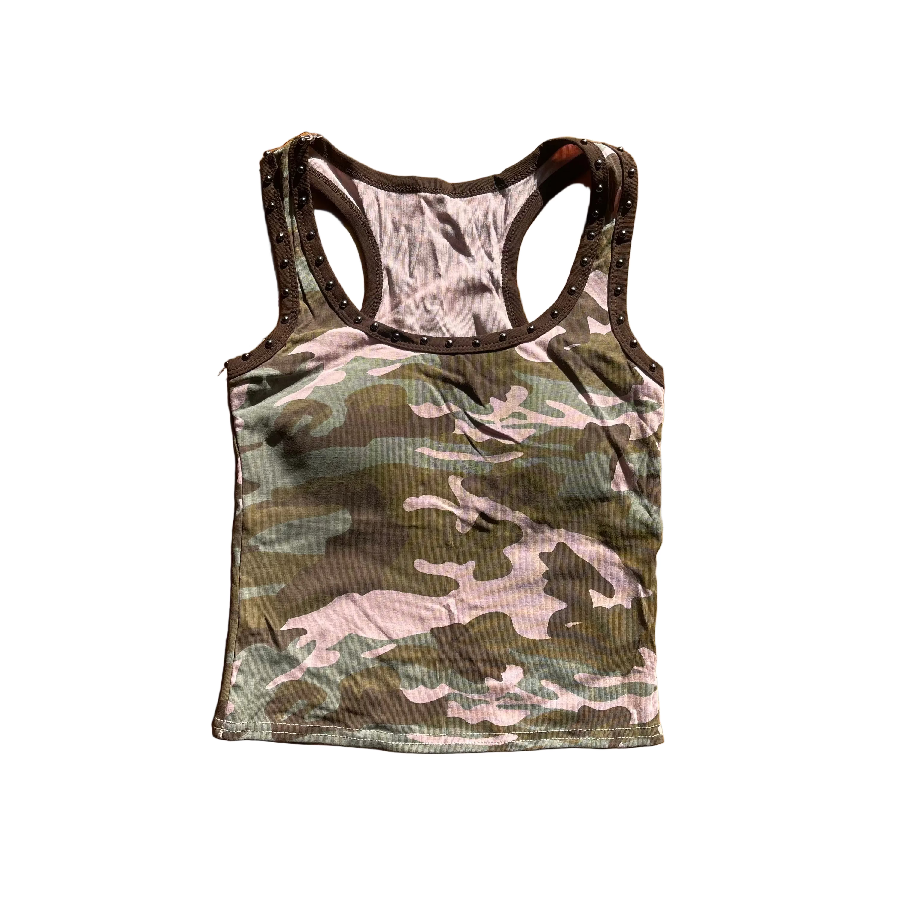 Y2K Camo Singlet with build in bra support