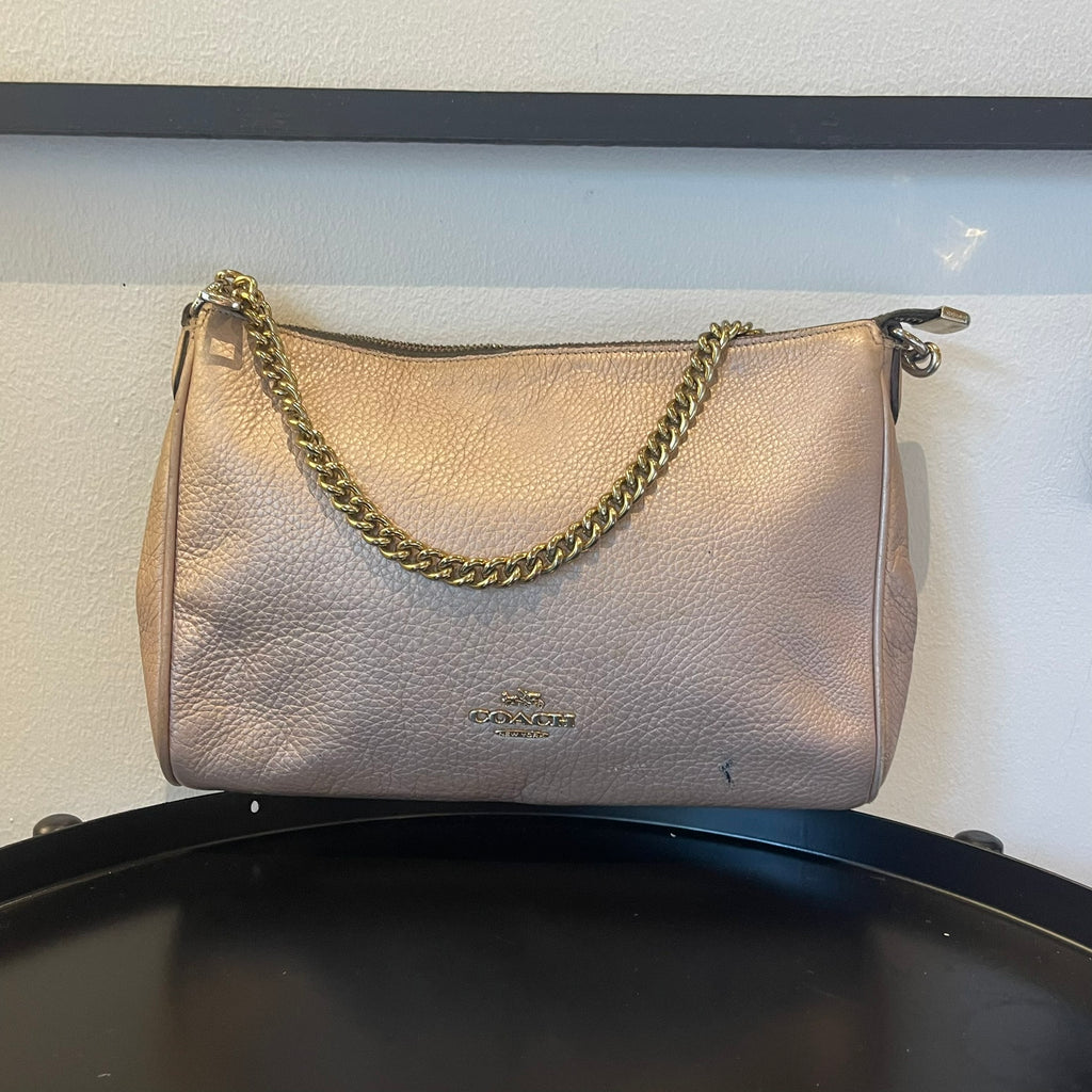 COACH CARRIE SHOULDER BAG – METALLIC BLUSH / CHAMPAGNE LEATHER