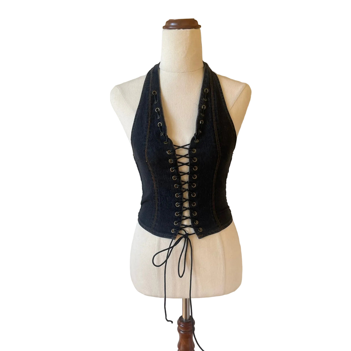 Dark Denim Bustier Corset Top