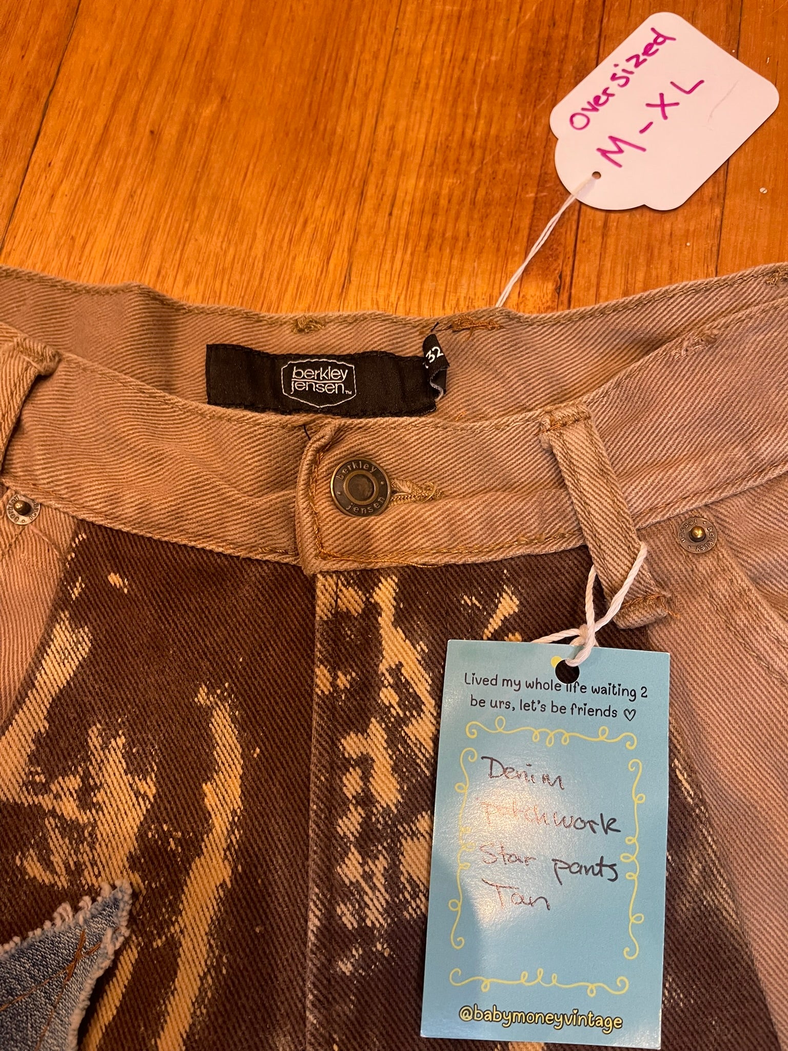 Tan Patchwork Jeans - reworked
