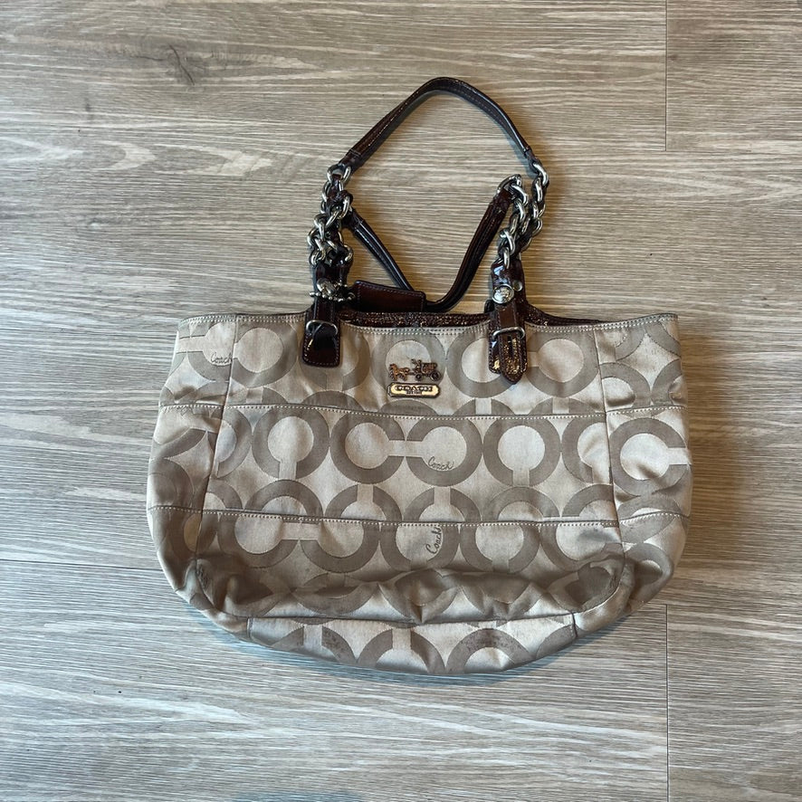 Authentic Coach Madison Tribeca Op Art sateen tote