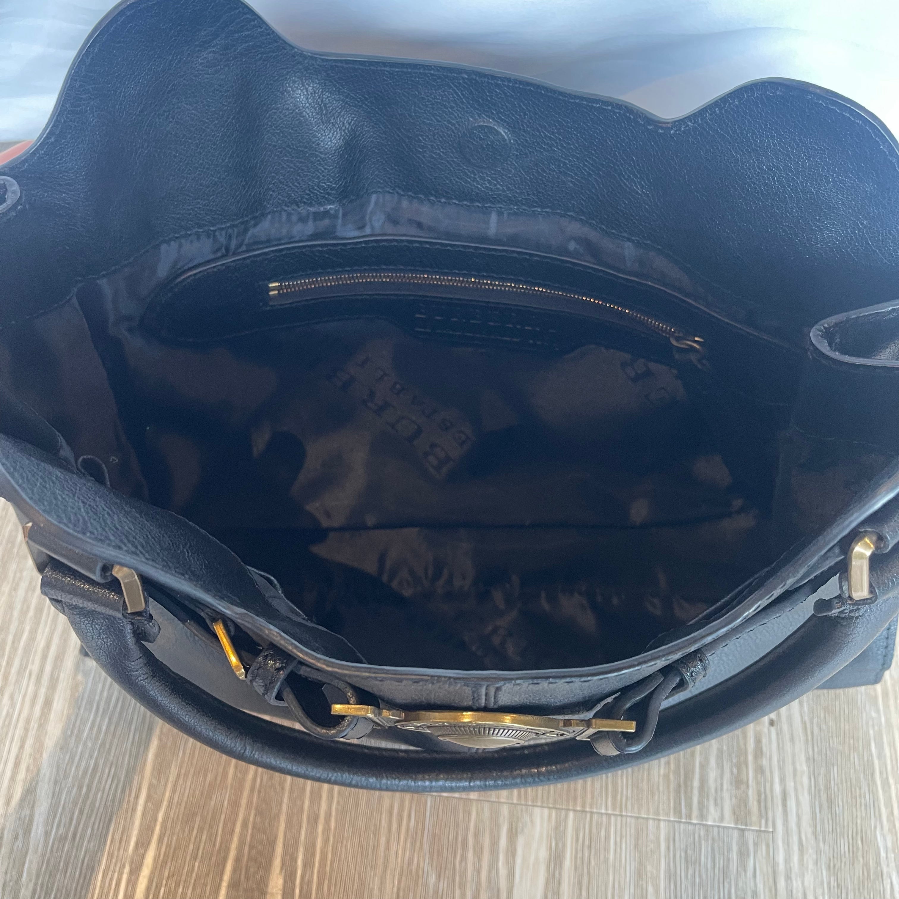 Authentic Burberry Lambert Belted Buffalo Leather Hobo Bag – Black 2008-11