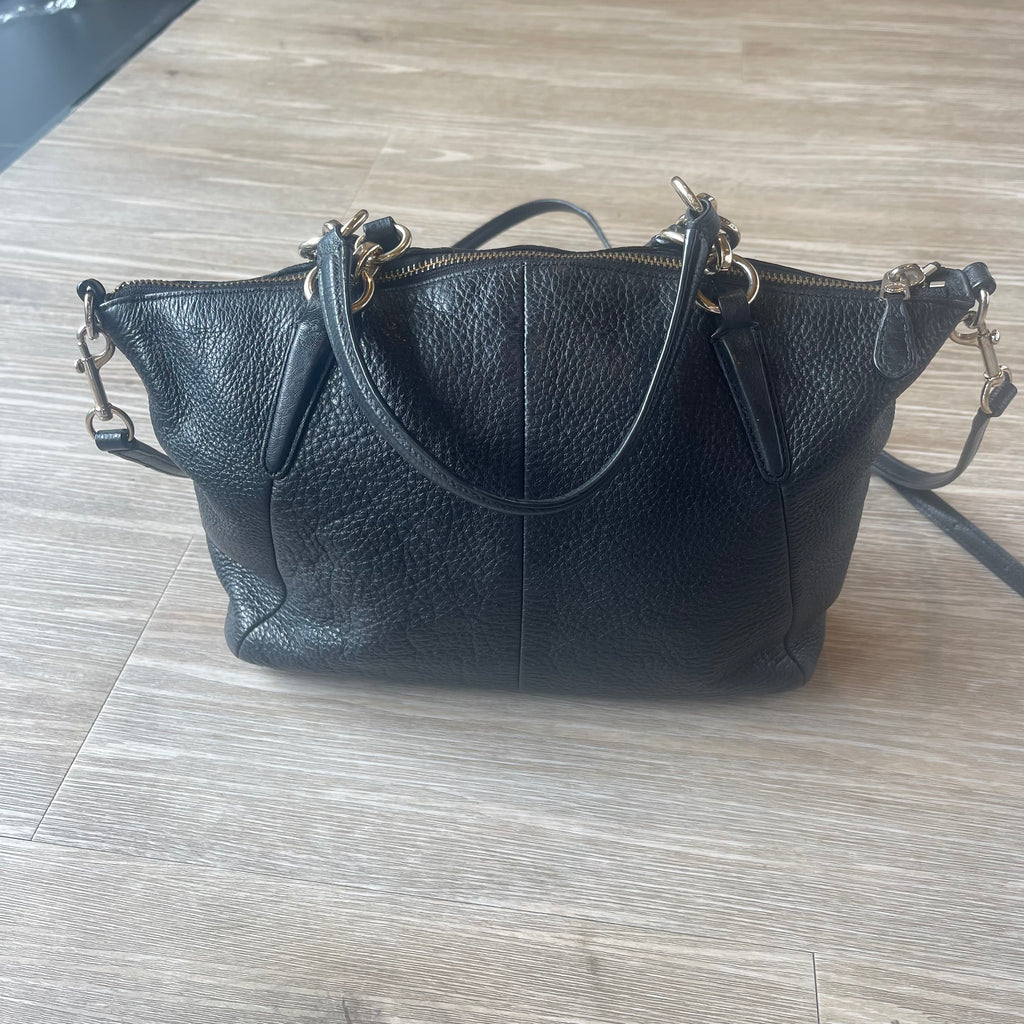 1/2 Coach Small Kelsey Satchel in Black Pebbled Leather (F36675) - 2015