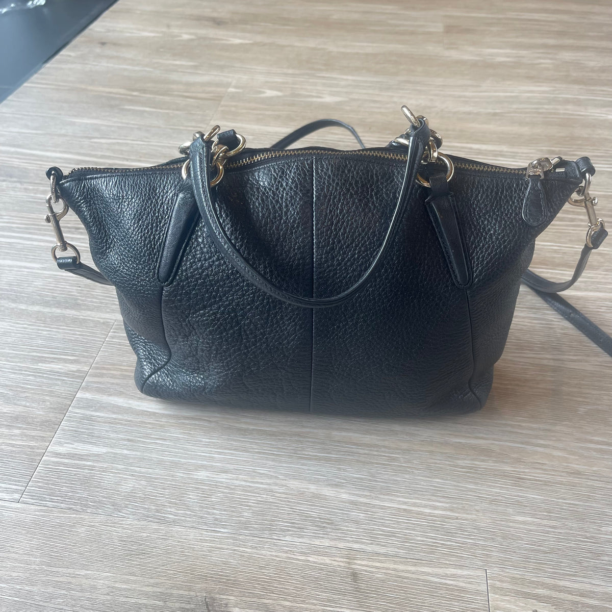 1/2 Coach Small Kelsey Satchel in Black Pebbled Leather (F36675) - 2015