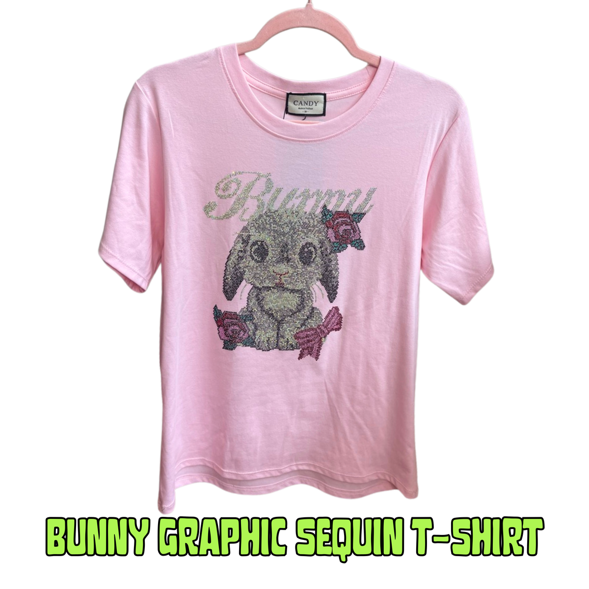 Graphic Rhinestone Bunny T-Shirt