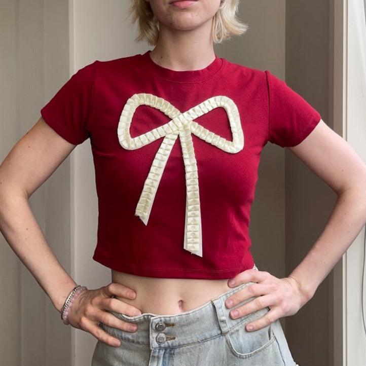 Red crop with Bow design