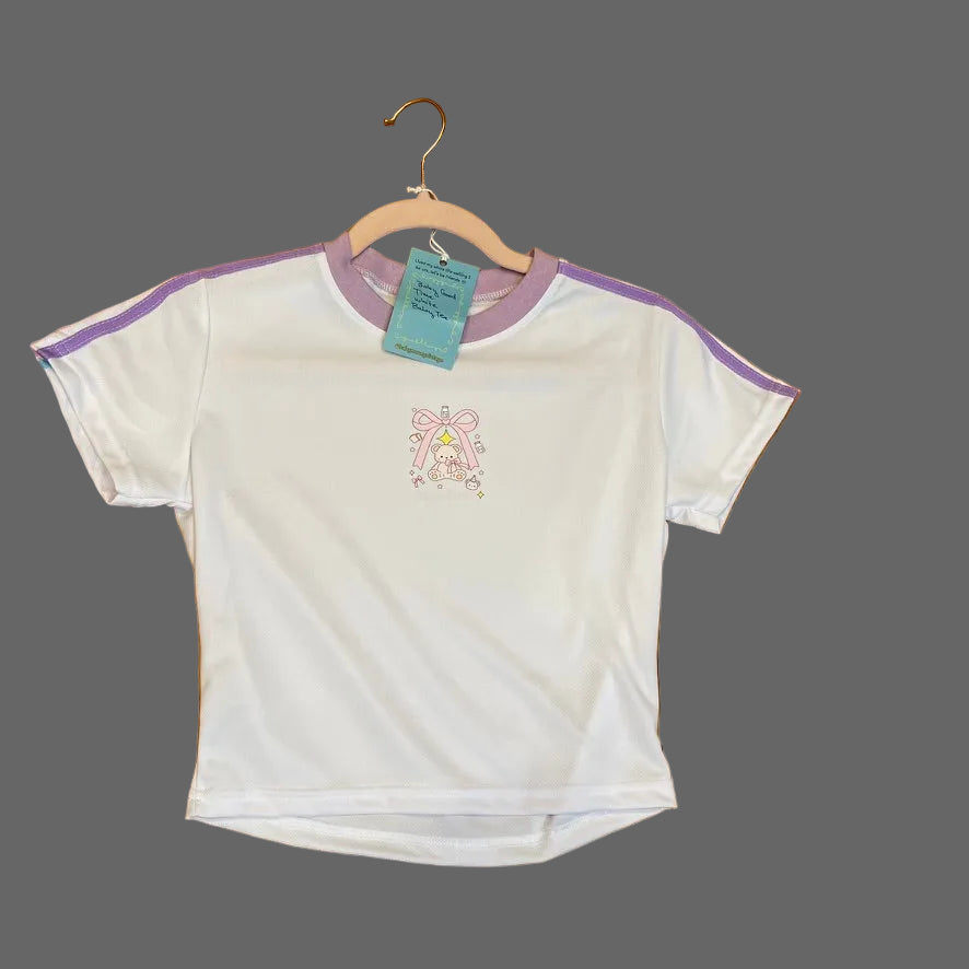 Baby Tee crop purple trim