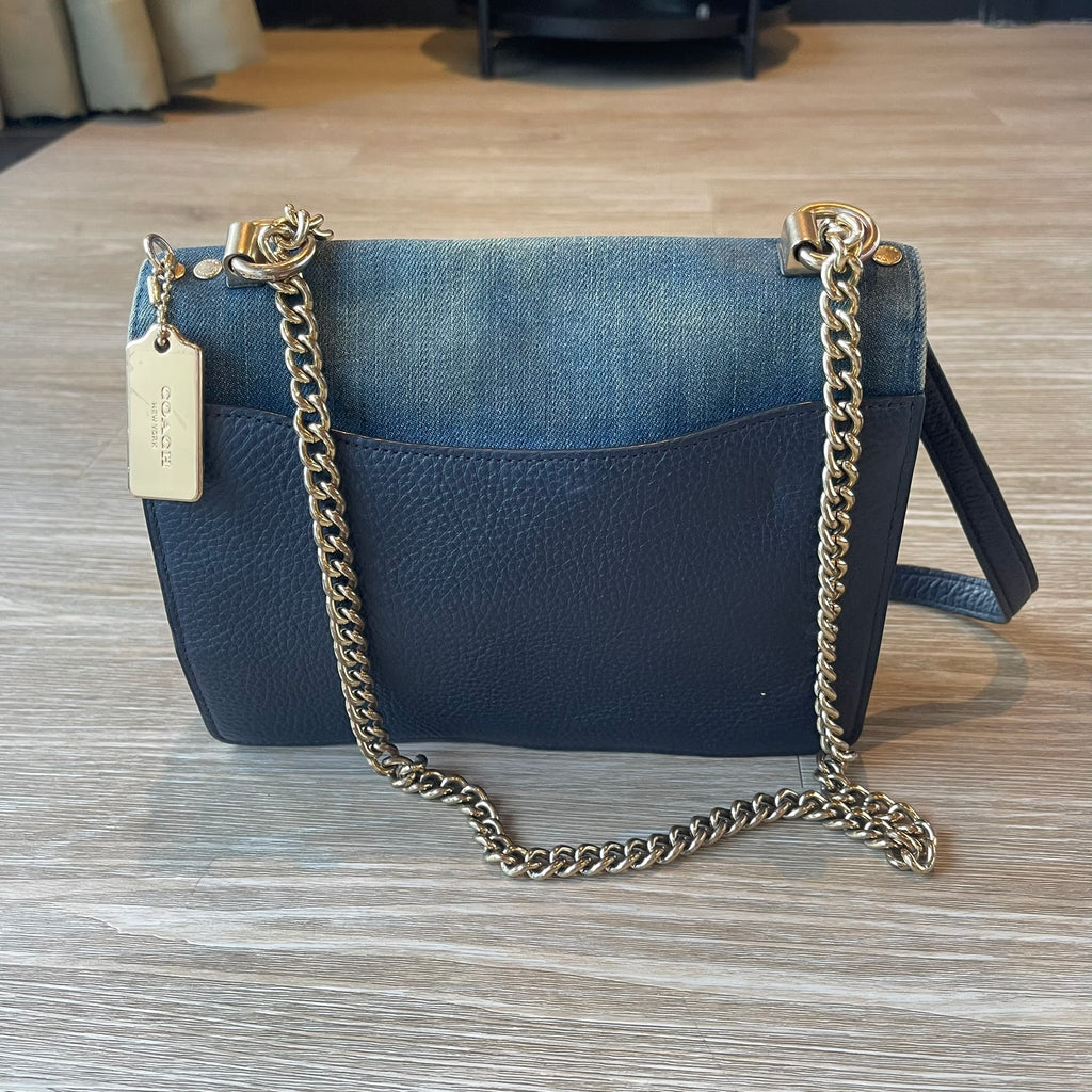 Coach Klare Crossbody Bag in Two-Tone Denim & Navy Leather - Gold Hardware