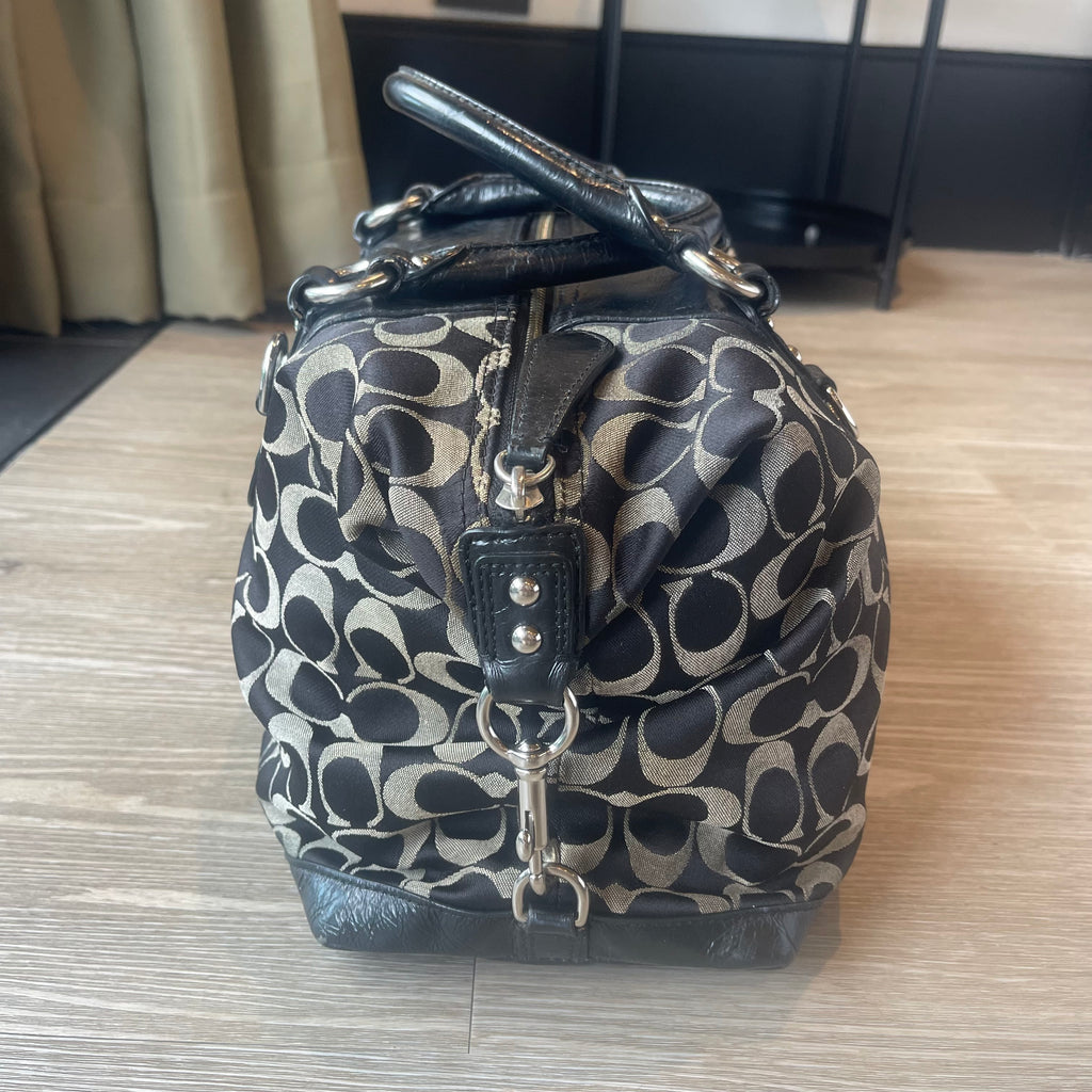 Authentic Coach Ashley Signature Sateen Large Satchel Bag - Black/Grey F15440 2011