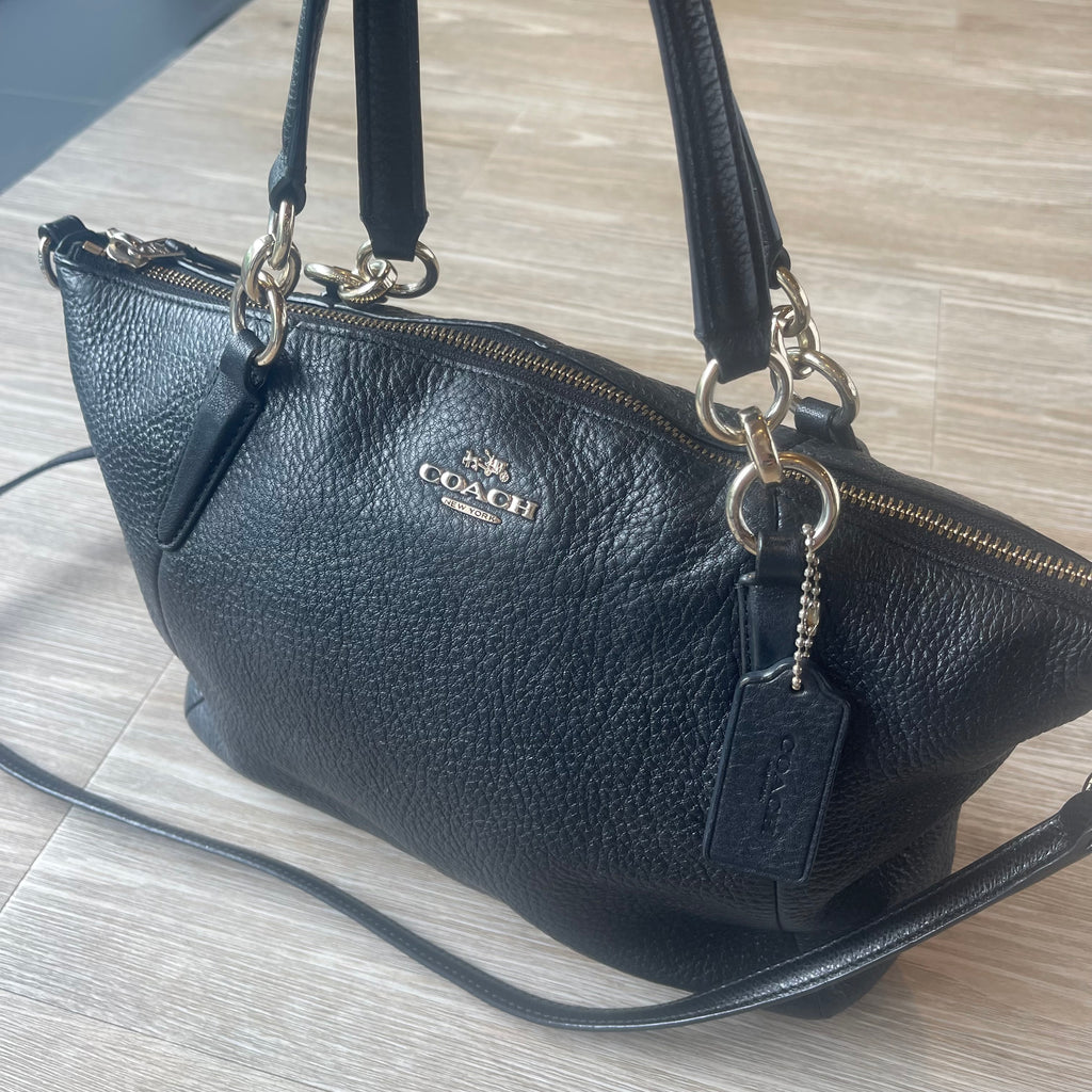 1/2 Coach Small Kelsey Satchel in Black Pebbled Leather (F36675) - 2015