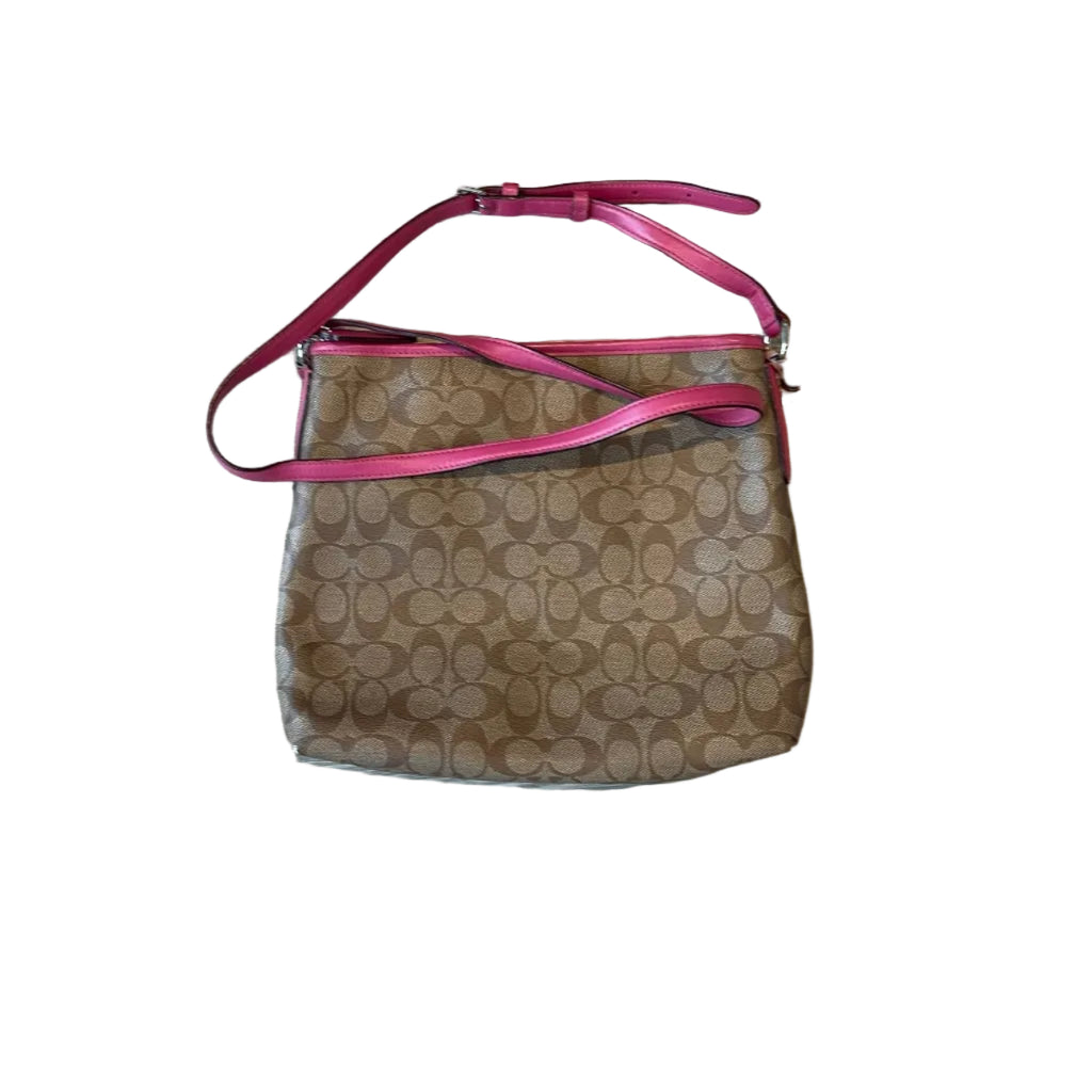 Coach File Crossbody Bag in Signature Coated Canvas with Pink Ruby Trim