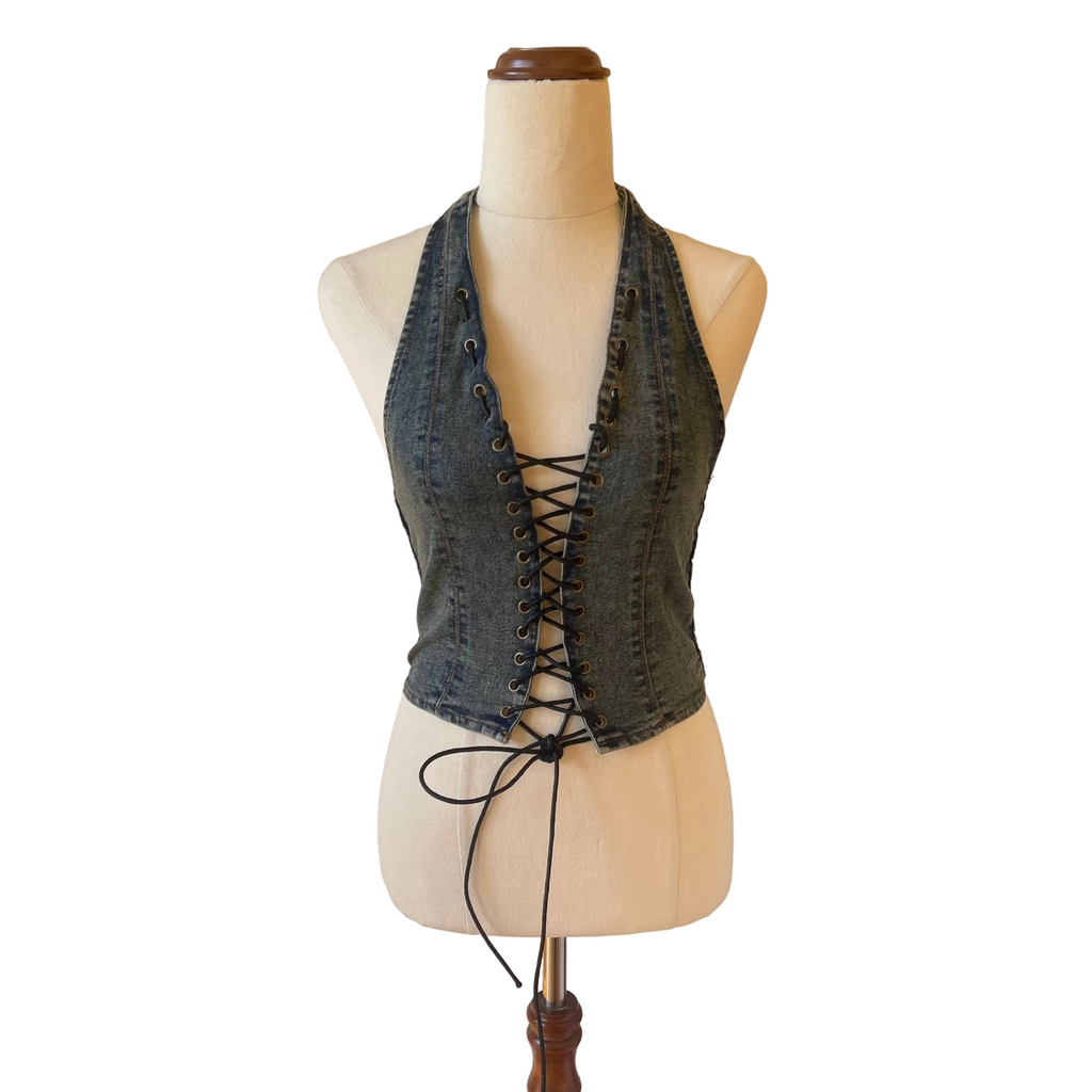 Light Denim Bustier Corset Top