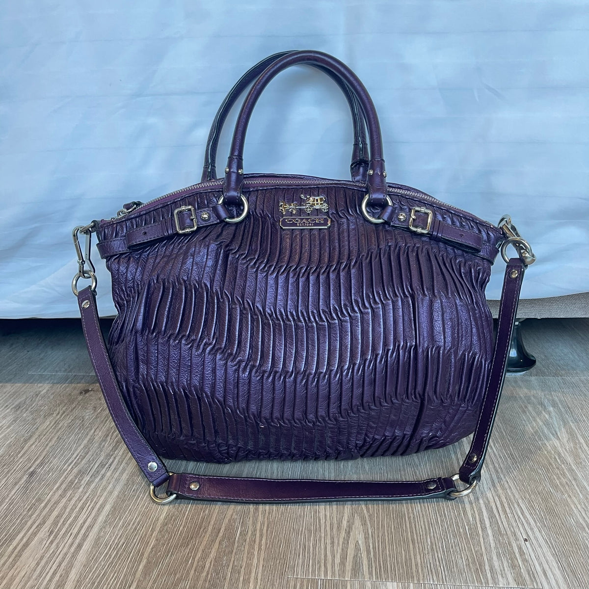 Coach Madison Gathered Leather Lindsey Satchel Y2K 2-Way Bag 18620