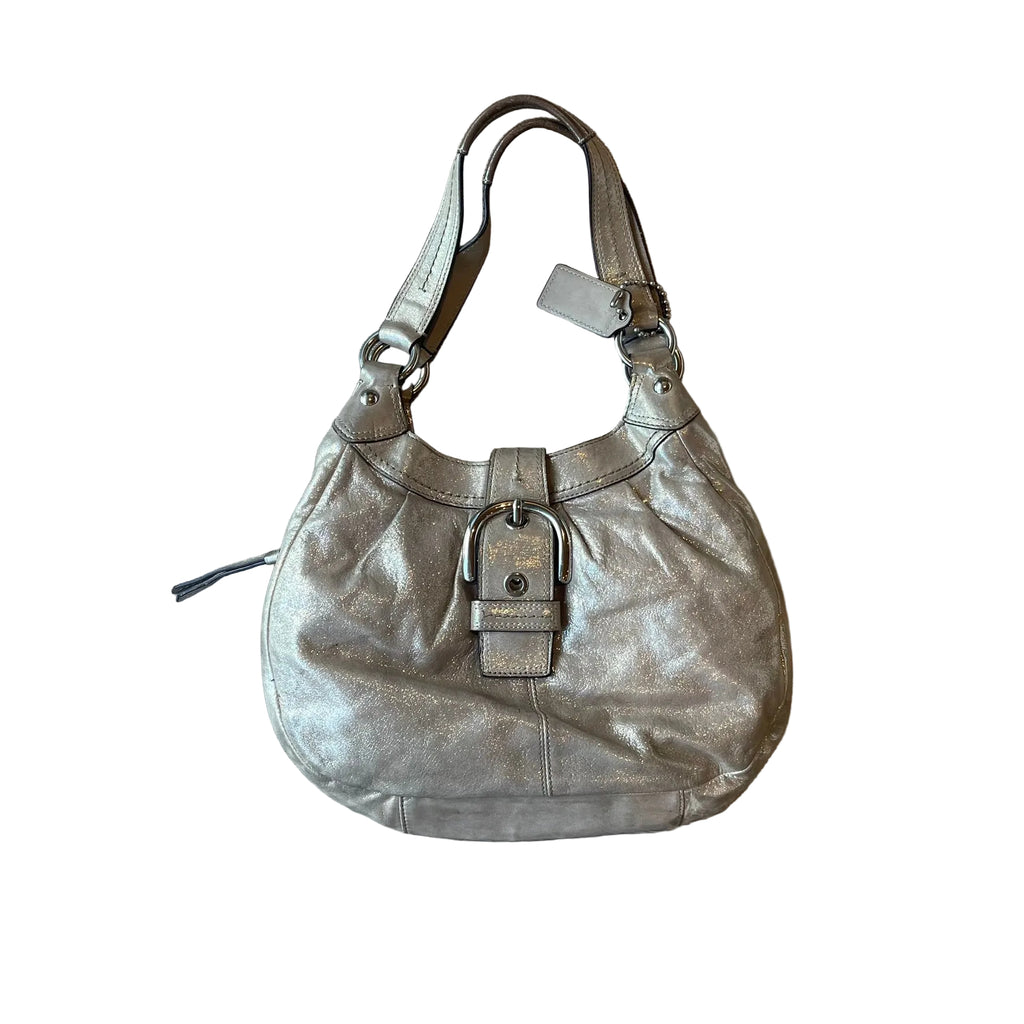 COACH F17219  Soho Lynn Metallic Leather Hobo Gold Shimmer Shoulder Bag