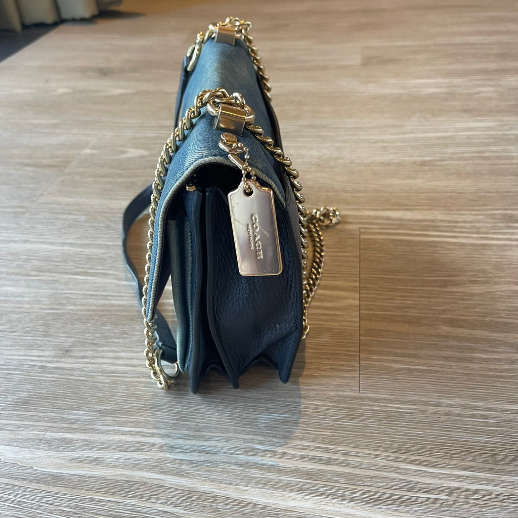 Coach Klare Crossbody Bag in Two-Tone Denim & Navy Leather - Gold Hardware