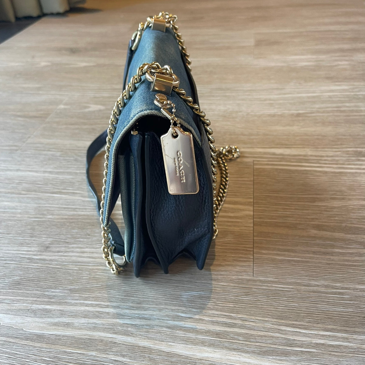Coach Klare Crossbody Bag in Two-Tone Denim & Navy Leather - Gold Hardware