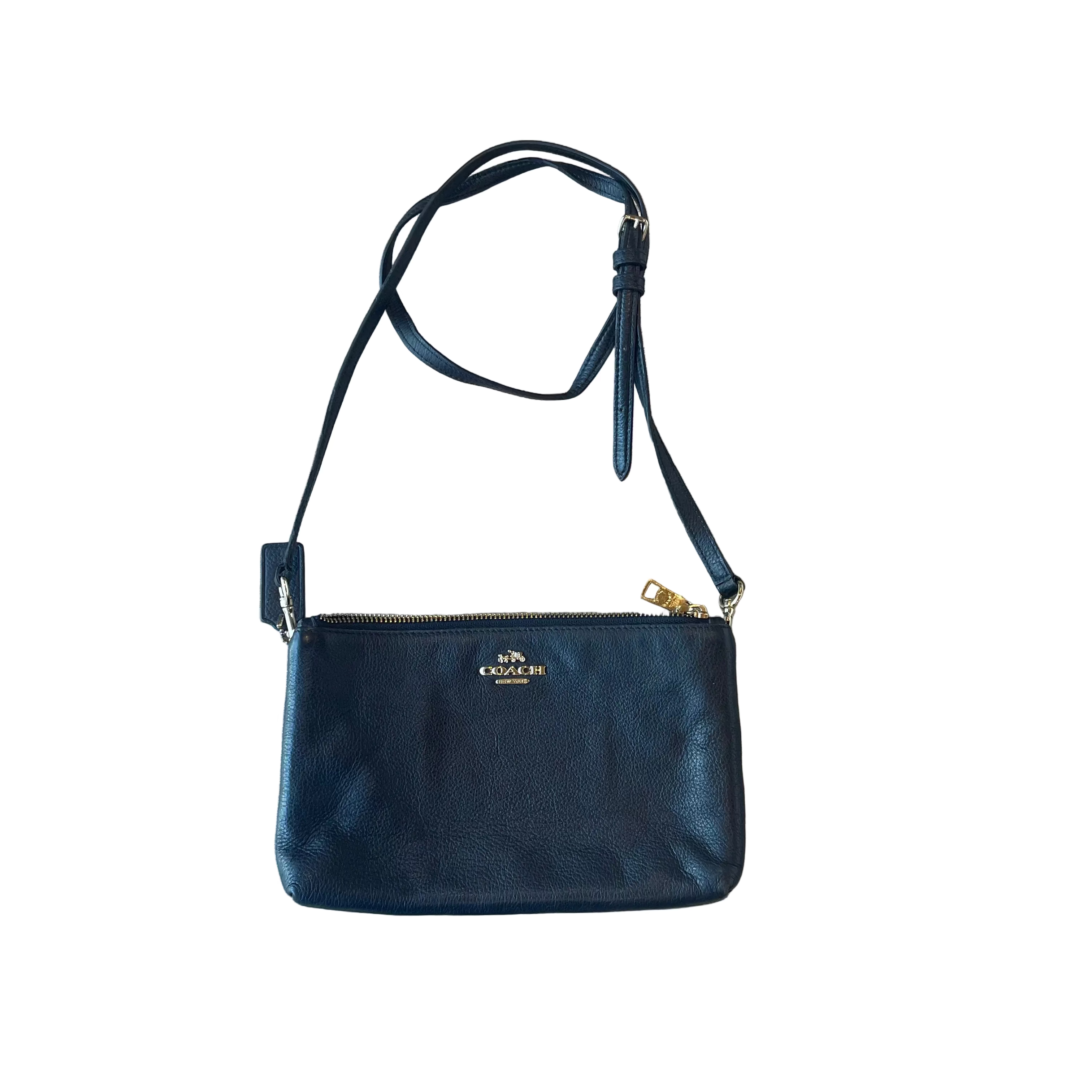 Coach Lyla Double Zip Crossbody Bag in Black Pebbled Leather (F38277)
