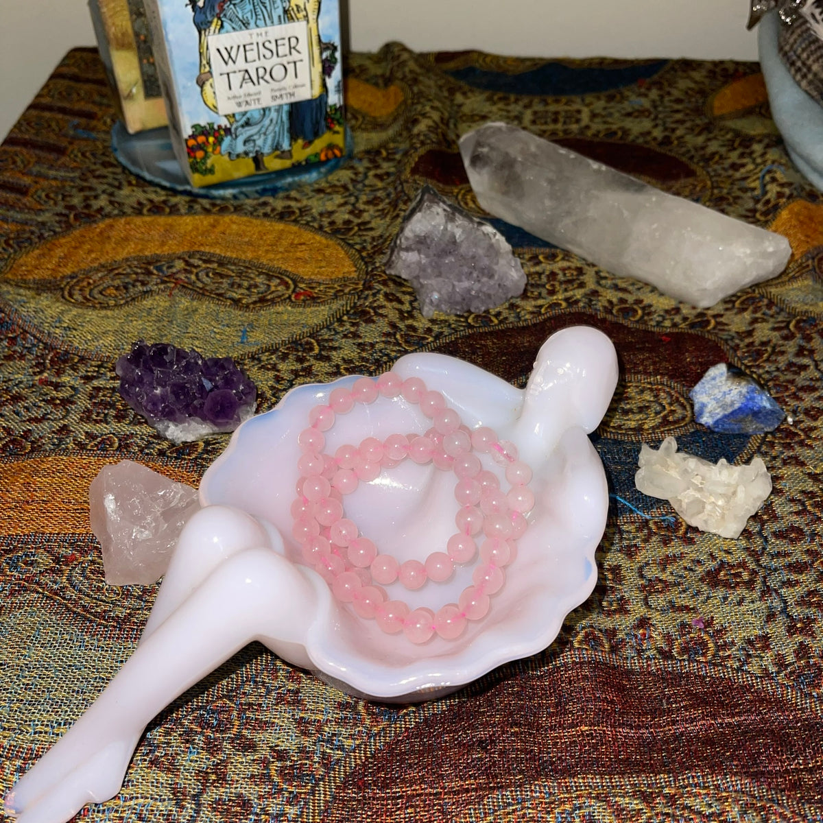 Genuine Rose Quartz Beaded Stretch Bracelet - Crystal Healing Jewellery