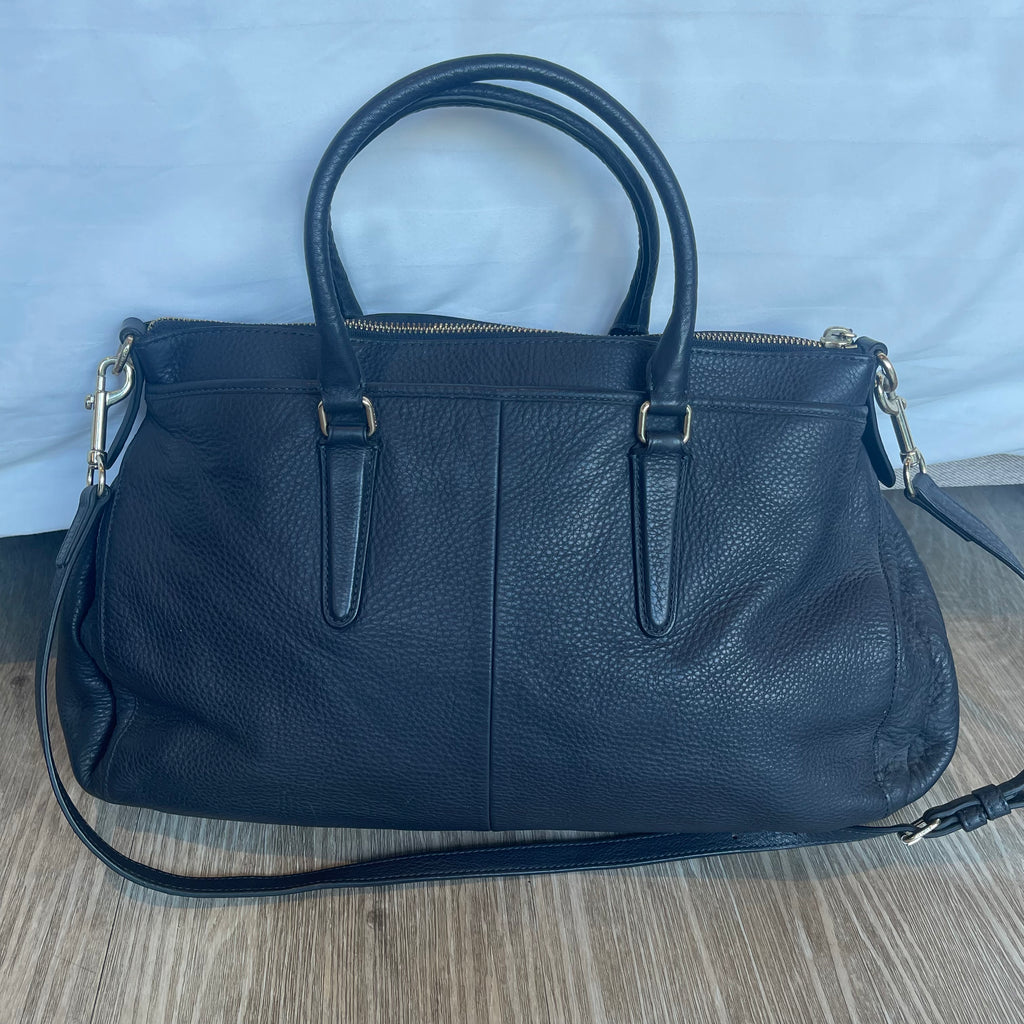 Authentic Coach Morgan Pebbled Leather Satchel (Style F35185) – Midnight Navy Blue