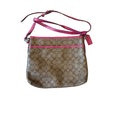 Coach File Crossbody Bag in Signature Coated Canvas with Pink Ruby Trim