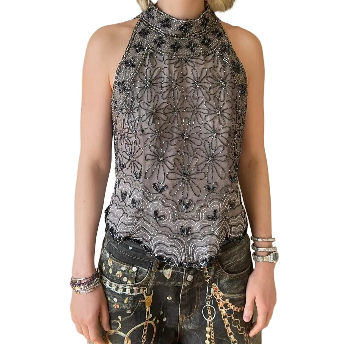 Silk Sequin Vintage top