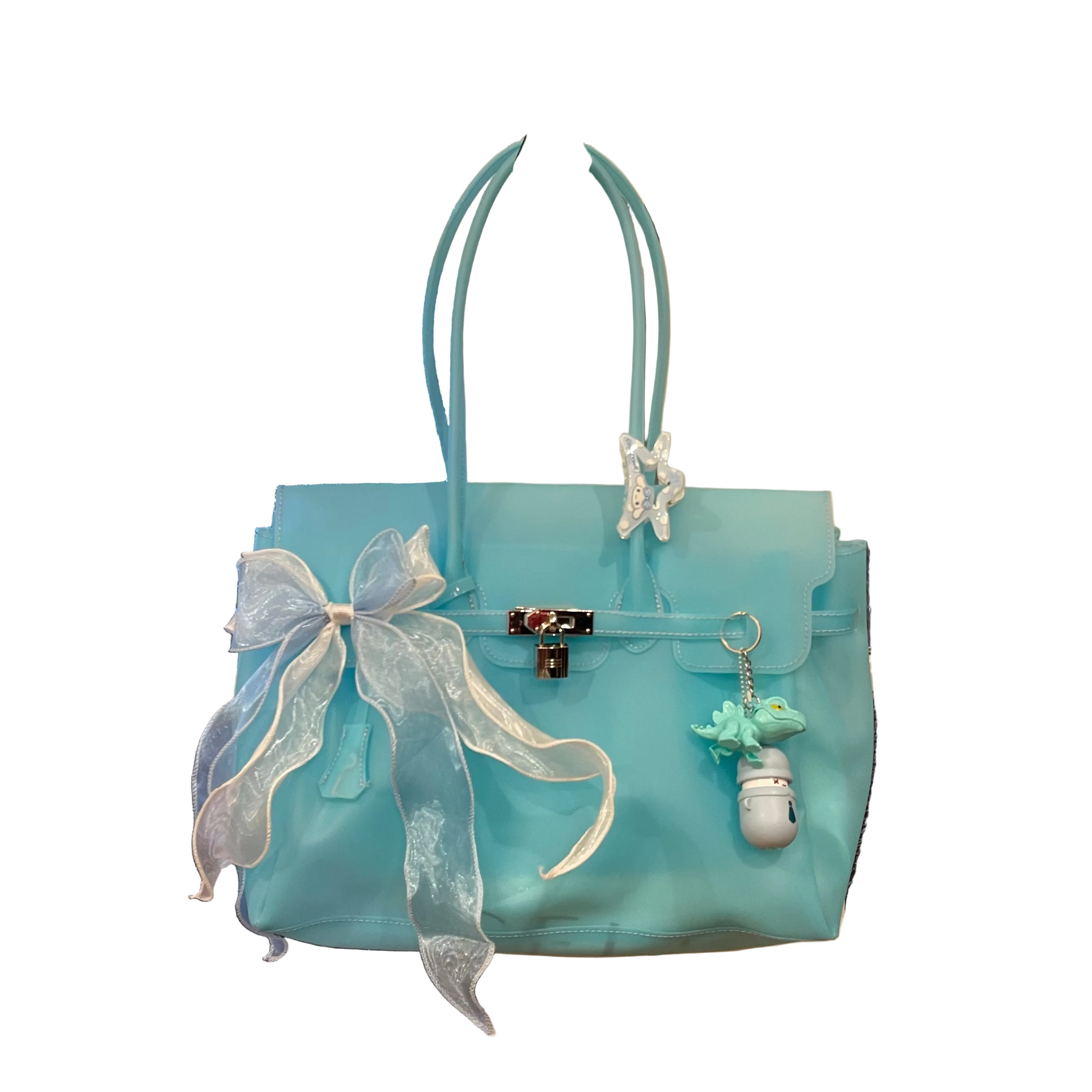 Blue Jelly Firkin Bag with Cute Accessories Bundle