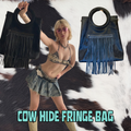 Cow hide Fringe Handbag - Black
