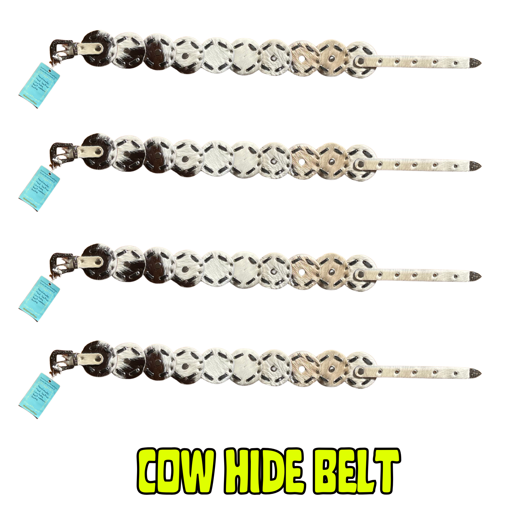 Cow hide belt with western buckle